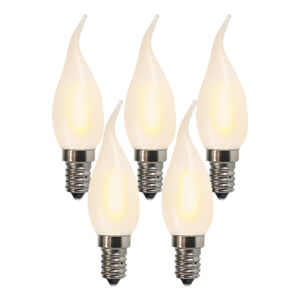 Sada 5 E14 LED matných sviečkových žiaroviek BXS35 1W 100 lúmenov 2200K