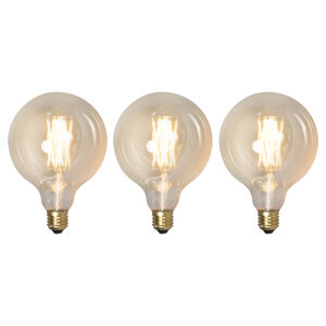 Sada 3 stmievateľných LED žiaroviek E27 G125 goldline 320lm 2100 K.