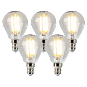 Sada 5 stmievateľných LED žiaroviek E14 Globe P45 5W 470lm 2700K