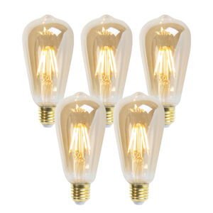 Sada 5 stmievateľných LED žiaroviek E27 ST64 Goldline 5W 380lm 2200K