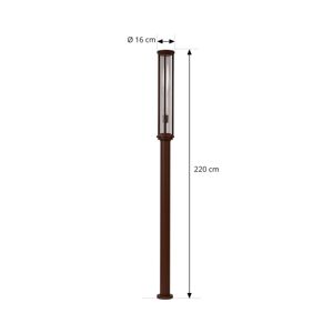 Cestné svietidlo Lucande Alivaro, hrdzavá farba, hliník, 220 cm, E27