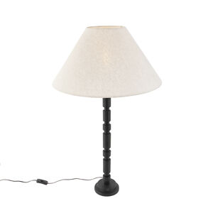 Stolová lampa v štýle art deco s ľanovým odtieňom béžová 50 cm - Torre