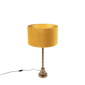 Stolná lampa v štýle Art Deco s plyšovým tienidlom žltá 35 cm - Pisos