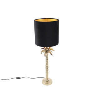 Stolová lampa v štýle art deco so zamatovým odtieňom čierna 25 cm - Areka