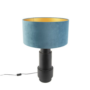 Stolová lampa v štýle art deco s velúrovým odtieňom modrej 50 cm - Bruut