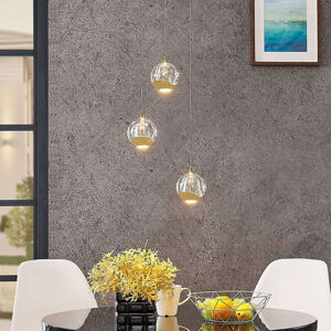 Dizajnová závesná lampa zlatá so sklom vrátane LED 3-žiarovky - Hayley