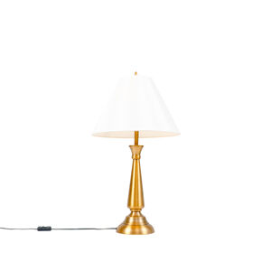 Klasická stolová lampa bronzová s krémovým odtieňom - Taula