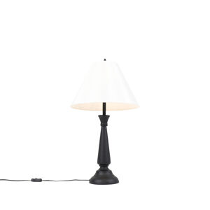 Klasická stolová lampa čierna s krémovým odtieňom - Taula