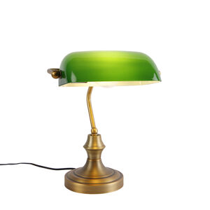 Klasická notárska lampa bronzová so zelenou - Banker