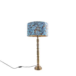 Art Deco stolná lampa bronzová 35 cm tienidlo motýlí vzor - Torre
