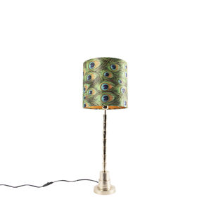 Stolná lampa v štýle Art Deco zlatá s pávovým dizajnovým odtieňom 25 cm - Pisos