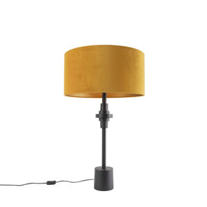 Stolná lampa v štýle art deco čierny zamatový odtieň žltá 50 cm - Diverso