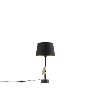 Botanická stolová lampa čierna s čiernym bavlneným tienidlom 25 cm - Pajaro