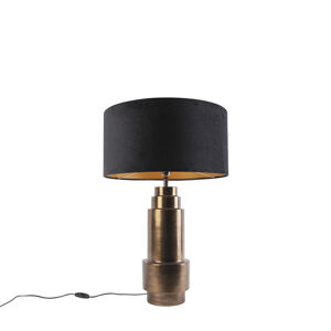 Stolná lampa v štýle art deco bronzový zamatový odtieň čierna so zlatom 50cm - Bruut