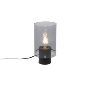 Moderná stolná lampa čierna s dymovým sklom - Vidra