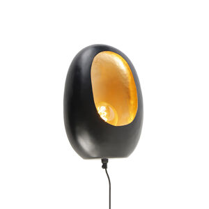 Dizajnové nástenné svietidlo čierne so zlatým interiérom 36 cm - Cova