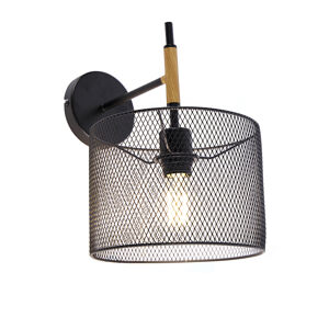 Priemyselná nástenná lampa čierna - Drum Mesh