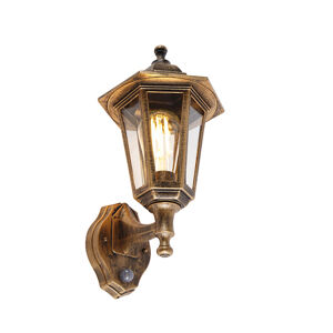 Klasické vonkajšie nástenné svietidlo starožitné zlaté s pohybovým senzorom - New Haven