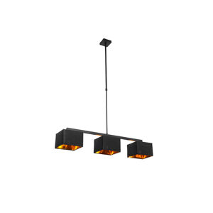 Moderná závesná lampa čierna so zlatom 88 cm 3-svetlo - VT 3