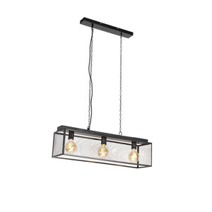 Priemyselná závesná lampa čierna 3-svetlo - Cage Robusto