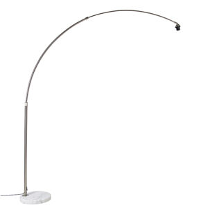 Oblúková lampa oceľ s mramorovým podstavcom biela nastaviteľná - XXL