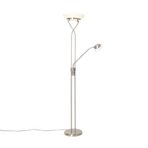 Podlahová lampa z ocele vrátane LED a stmievača s lampou na čítanie - Empoli