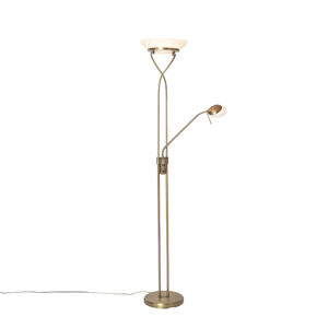 Stojaca lampa bronzová vrátane LED a stmievača s lampou na čítanie - Empoli