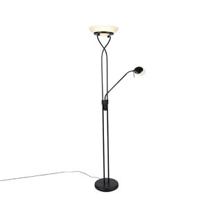 Stojacia lampa čierna vrátane LED a stmievača s lampou na čítanie - Empoli