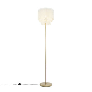 Orientálna stojaca lampa zlatého krémového odtieňa s okrajmi - Franxa