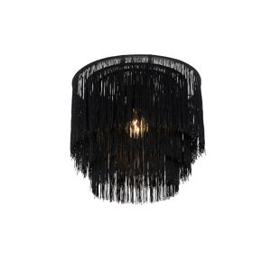 Orientálne stropné svietidlo zlato čierne tienidlo s strapcami - Franxa