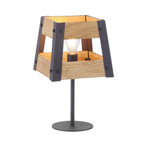 Priemyselná stolová lampa čierna s drevom - prepravka