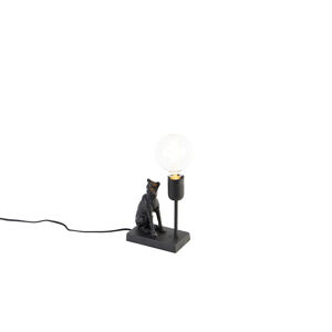 Vintage stolová lampa čierna - leopard