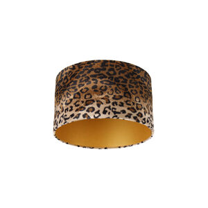 Zamatový tienidlo lampy leopardia potlač 35/35/20 zlatý interiér