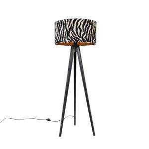 Stojacia lampa statív čierny s tienidlom zebra 50 cm - Tripod Classic