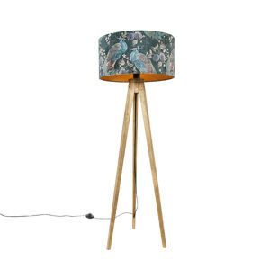 Trojnohý vintage drevený s tienidlom papagájovej zelenej 50 cm - Tripod Classic