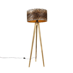 Rustikálny trojnohý stojan s leopardím tienidlom 50 cm - Tripod Classic
