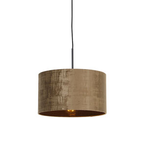 Moderná závesná lampa čierna s hnedým tienidlom 35 cm - Combi