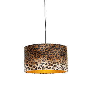 Moderné závesné svietidlo čierne s leopardím tienidlom 35 cm - Combi
