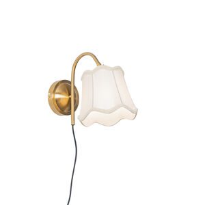 Klasická nástenná lampa z mosadze s bielym tienidlom - Nona