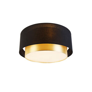 Moderné stropné svietidlo čierne so zlatým 50 cm 3-svetlo - Drum Duo