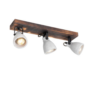 Priemyselná stropná lampa drevená s betónom 3 -svetlá - Creto