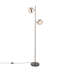 Vintage stojanová lampa hrdzavohnedá 2-svetlá - Tamina