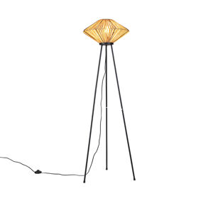 Orientálna stojaca lampa statív ratan - Slama