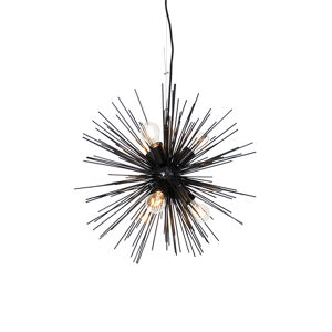 Art Deco hanglamp zwart 6-lichts - Broom