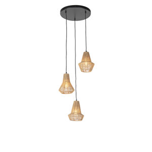 Landelijke hanglamp touw 3-lichts rond - Jenthe