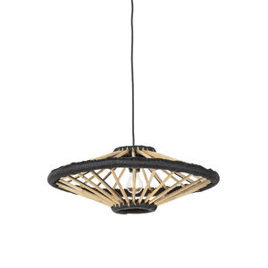 Oosterse hanglamp bamboe met zwart 60 cm - Evalin