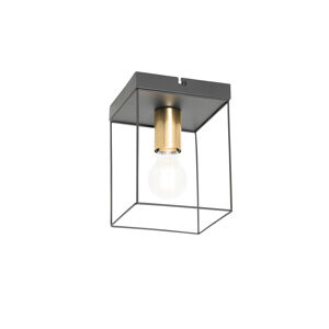 Minimalistische plafondlamp zwart met goud - Kodi