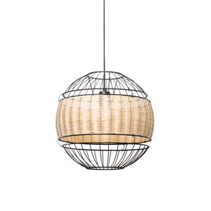 Oosterse hanglamp zwart met rotan 38 cm - Emir
