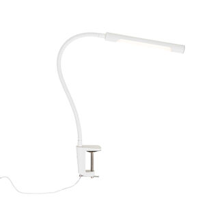Upínacia stolová lampa biela vrátane LED s dotykovým stmievačom - Lionard