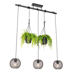 Industriële hanglamp zwart 3-lichts - Flor